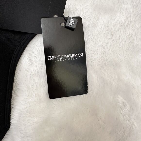 Emporio Armani Women's Iconicic Logoband Cotton Blend Black Bralette Bra SZ XL - Picture 3 of 10